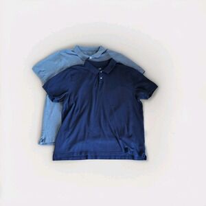 Lot of 2 GAP All Day Pique Polo's 2XLarge TALL XXL Navy Grey Shirts